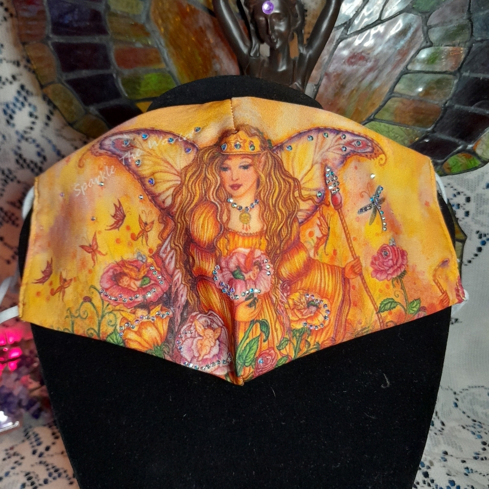 New Kirks Folly Beautiful Fairy Garden Butterfly Rhinestone Mask Face Covering